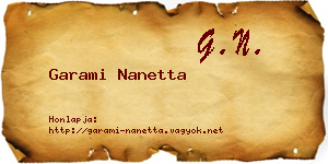 Garami Nanetta névjegykártya